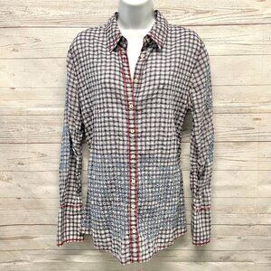 Johnny Was Phoebe Ruched Eyelet Cotton Embroidered Shirt